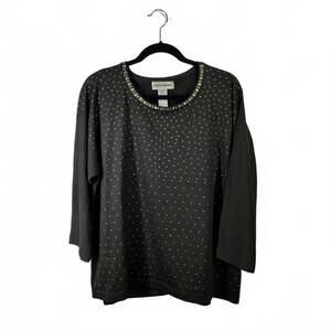 Cathy Daniels Black Studded Sweater, Size‎ XL
